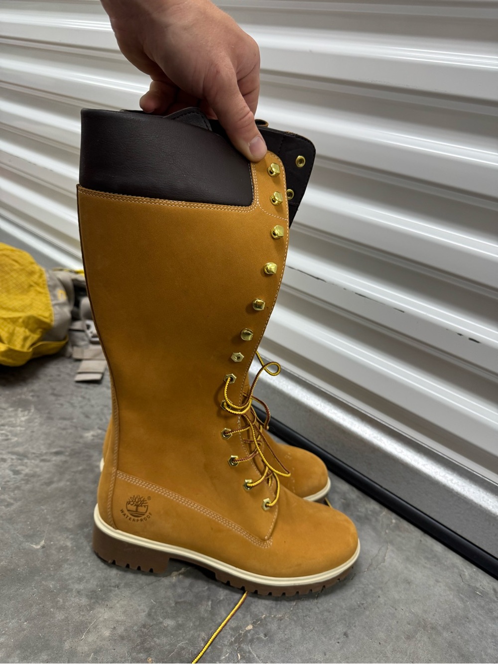 Timberland Women's Tall Lace-Up Boots in Wheat with Dark Brown Collar